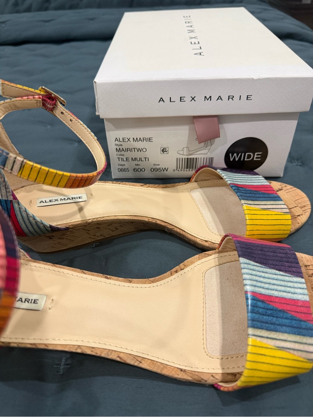 Alex Marie Multi-Striped Cork Ankle Strap Sandal